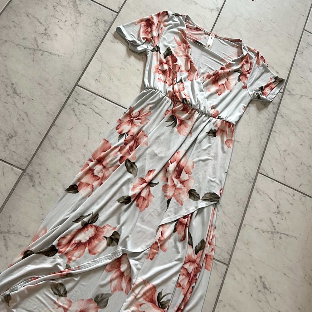 Floral print high low dress